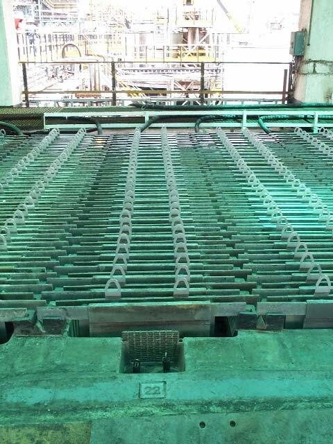 Electrowinning cells seen from above